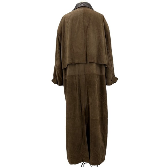 Rare Vintage Women's Leather Trench Barn Coat in Brown Size XL - Picture 4 of 12